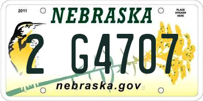 NE license plate 2G4707