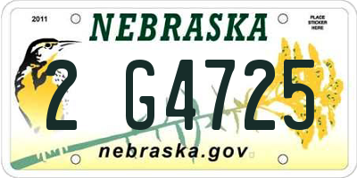 NE license plate 2G4725