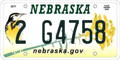 NE license plate 2G4758