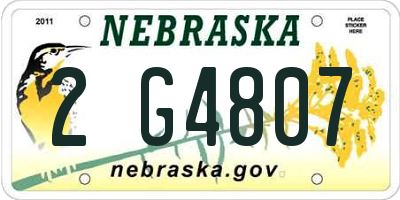 NE license plate 2G4807
