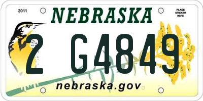 NE license plate 2G4849