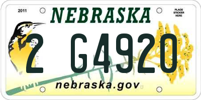 NE license plate 2G4920