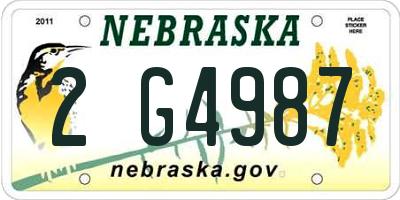 NE license plate 2G4987
