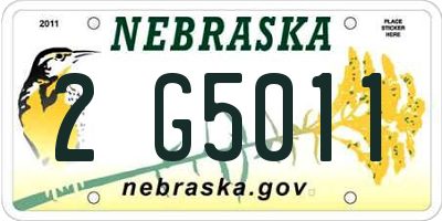 NE license plate 2G5011