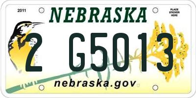 NE license plate 2G5013
