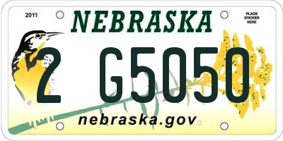 NE license plate 2G5050