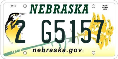 NE license plate 2G5157