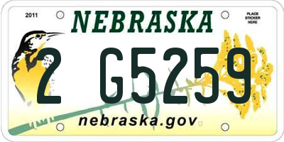 NE license plate 2G5259