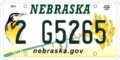 NE license plate 2G5265