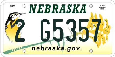 NE license plate 2G5357