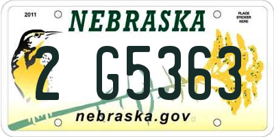 NE license plate 2G5363