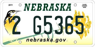 NE license plate 2G5365