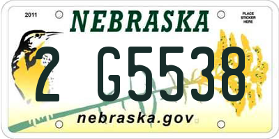 NE license plate 2G5538