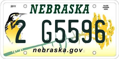 NE license plate 2G5596