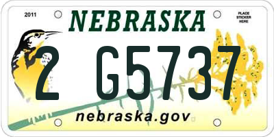 NE license plate 2G5737