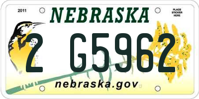 NE license plate 2G5962