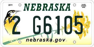 NE license plate 2G6105