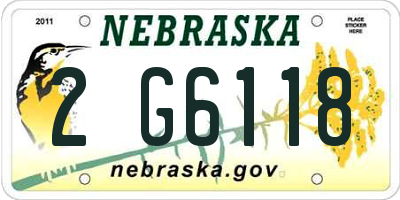NE license plate 2G6118