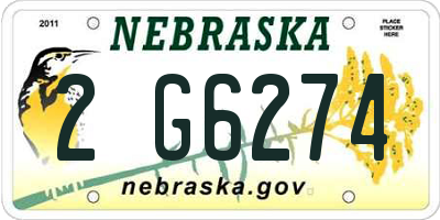 NE license plate 2G6274