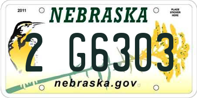 NE license plate 2G6303