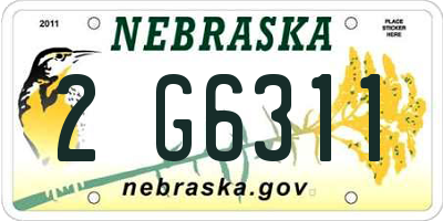 NE license plate 2G6311