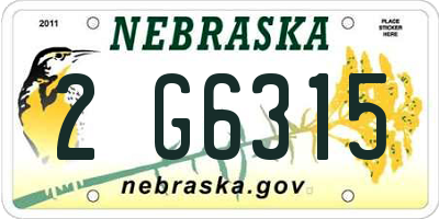 NE license plate 2G6315