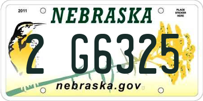 NE license plate 2G6325