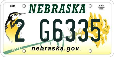 NE license plate 2G6335