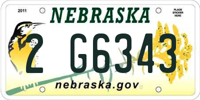 NE license plate 2G6343