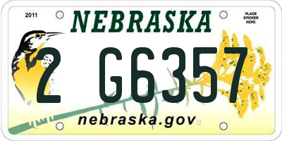 NE license plate 2G6357
