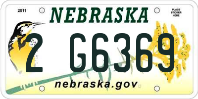 NE license plate 2G6369