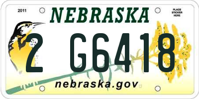 NE license plate 2G6418