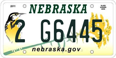 NE license plate 2G6445
