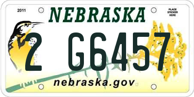 NE license plate 2G6457