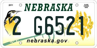 NE license plate 2G6521