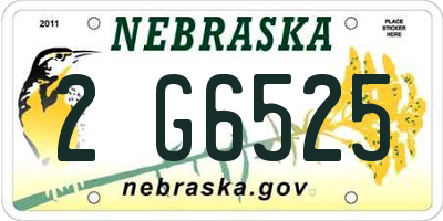 NE license plate 2G6525