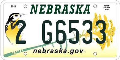 NE license plate 2G6533