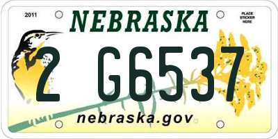 NE license plate 2G6537