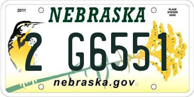 NE license plate 2G6551