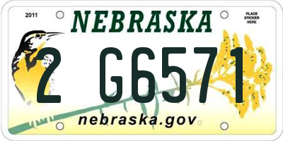 NE license plate 2G6571