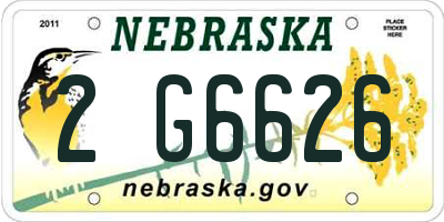 NE license plate 2G6626