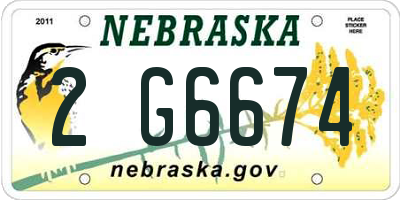NE license plate 2G6674