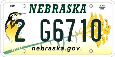 NE license plate 2G6710
