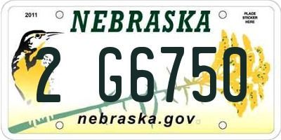 NE license plate 2G6750