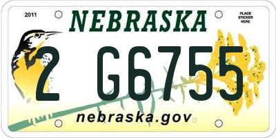 NE license plate 2G6755