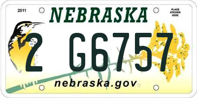 NE license plate 2G6757