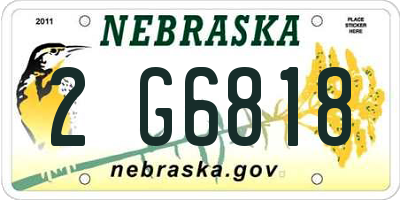 NE license plate 2G6818