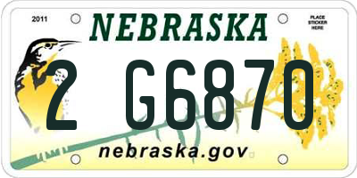 NE license plate 2G6870