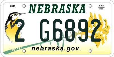 NE license plate 2G6892