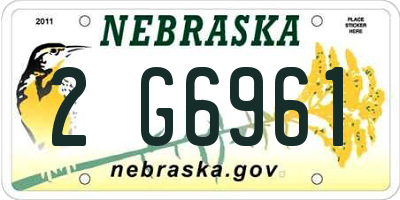 NE license plate 2G6961